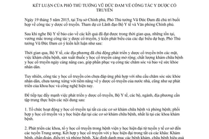 Thông báo 190/TB-VPCP 2015 kết luận của Phó Thủ tướng Vũ Đức Đam về công tác y dược cổ truyền