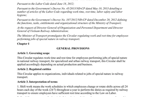 Circular No. 21/2015/TT-BGTVT work rest time in railway transport