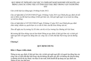 Thông tư 21/2015/TT-BGTVT Thời giờ làm việc thời giờ nghỉ ngơi công việc tính chất đặc biệt đường sắt