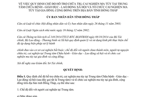 Quyết định 516/QĐ-UBND-HC 2015 chế độ hỗ trợ chữa trị cai nghiện Đồng Tháp