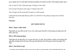 Nghị định 54/2015/NĐ-CP ưu đãi sử dụng nước tiết kiệm hiệu quả