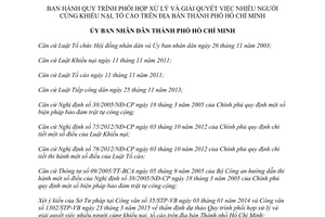 Quyết định 28/2015/QĐ-UBND xử lý việc nhiều người cùng khiếu nại tố cáo Hồ Chí Minh