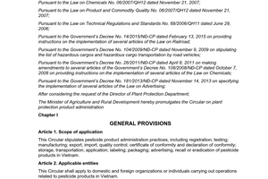 Circular No. 21/2015/TT-BNNPTNT pesticide product administration