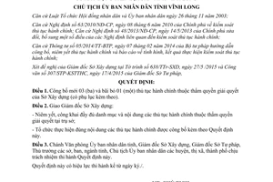 Quyết định 944/QĐ-UBND công bố thủ tục hành chính của sở xây dựng Vĩnh Long 2015