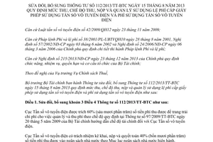 Thông tư 87/2015/TT-BTC sửa đổi Thông tư 112/2013/TT-BTC lệ phí giấy phép sử dụng tần số vô tuyến