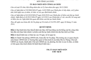 Quyết định 14/2015/QĐ-UBND kiểm soát thủ tục hành chính tỉnh Lai Châu