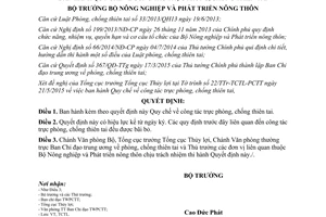 Quyết định 2174/QĐ-BNN-TCTL 2015 Quy chế công tác trực phòng chống thiên tai