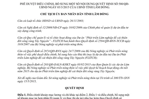 Quyết định 1260/QĐ-UBND 2015 điều chỉnh Quyết định 580/QĐ-UBND Lâm Đồng