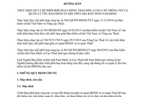 Hướng dẫn 768/HDLN-BHXH-CT trao đổi cung cấp thông tin quản lý thu bảo hiểm xã hội Nam Định