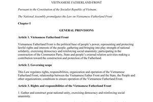 Law No. 75/2015/QH13 Vietnamese Fatherland front