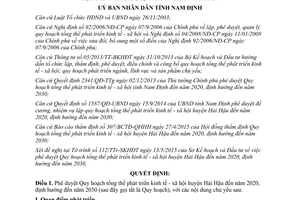 Quyết định 1061/QĐ-UBND phát triển kinh tế xã hội huyện Hải Hậu Nam Định 2015