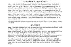 Quyết định 10/2015/QĐ-UBND cơ cấu tổ chức mối quan hệ công tác Sở Nội vụ Bạc Liêu