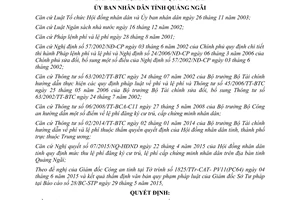 Quyết định 25/2015/QĐ-UBND lệ phí đăng ký cư trú cấp chứng minh nhân dân Quảng Ngãi