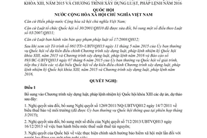 Nghị quyết 89/2015/QH13 điều chỉnh Chương trình xây dựng luật pháp lệnh 2015