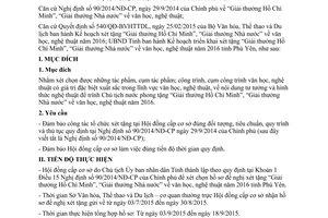 Kế hoạch 80/KH-UBND 2015 Giải thưởng Hồ Chí Minh Giải thưởng văn học nghệ thuật 2016 Phú Yên