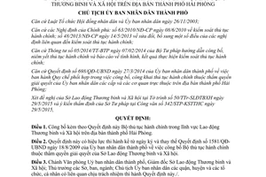 Quyết định 1274/QĐ-UBND 2015 thủ tục hành chính lĩnh vực Lao động Thương binh Xã hội Hải Phòng