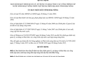 Quyết định 16/2015/QĐ-UBND quản lý sử dụng và khai thác công trình cấp nước Đắk Nông