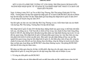 Thông báo 35/TB-BCĐLNKT 2015 kết luận của Phó Thủ tướng về kinh tế