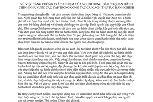 Chỉ thị 13/CT-TTg 2015 trách nhiệm người đứng đầu cơ quan hành chính trong cải cách hành chính