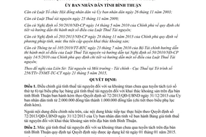 Quyết định 23/2015/QĐ-UBND giá tính thuế tài nguyên đối với sa khoáng titan Bình Thuận