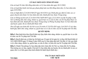 Quyết định 10/2015/QĐ-UBND Quy định hoạt động cơ cấu tổ chức Sở Tư pháp Yên Bái