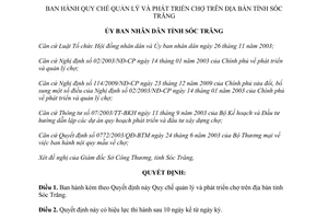 Quyết định 23/2015/QĐ-UBND Quy chế quản lý phát triển chợ Sóc Trăng