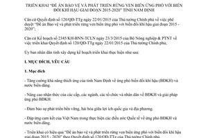 Kế hoạch 50/KH-UBND 2015 triển khai Đề án Bảo vệ phát triển rừng 2015 2020 Nam Định