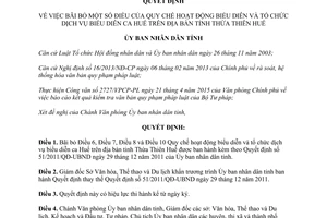 Quyết định 1068/QĐ-UBND 2015 Quy chế biểu diễn tổ chức dịch vụ biểu diễn ca Thừa Thiên Huế