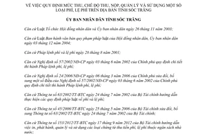 Quyết định 24/2015/QĐ-UBND mức thu chế độ thu nộp quản lý sử dụng loại phí lệ phí Sóc Trăng