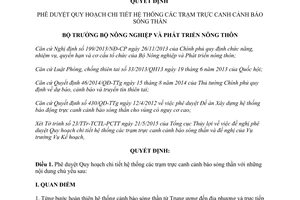 Quyết định 2195/QĐ-BNN-TCTL 2015 hệ thống các trạm trực canh cảnh báo sóng thần