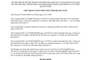Quyết định 960/QĐ-UBND 2015 Dự án Giáo dục trung học cơ sở khu vực khó khăn Quảng Ngãi
