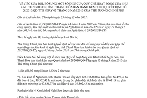 Quyết định 18/2015/QĐ-TTg sửa đổi Quy chế hoạt động của Khu kinh tế Nghi Sơn Thanh Hóa