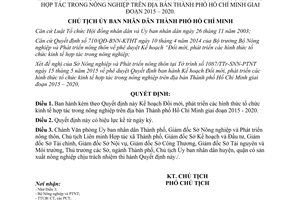 Quyết định 2868/QĐ-UBND 2015 Hình thức tổ chức kinh tế hợp tác nông nghiệp 2015 2020 Hồ Chí Minh