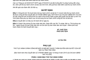 Quyết định 978/QĐ-UBND thủ tục hành chính thuộc thẩm quyền giải quyết sở nội vụ Trà Vinh 2015