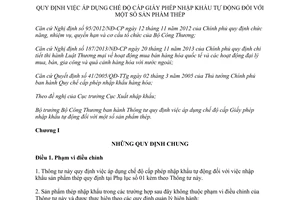 Thông tư 12/2015/TT-BCT áp dụng chế độ cấp Giấy phép nhập khẩu tự động một số sản phẩm thép