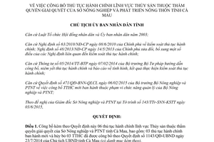 Quyết định 793/QĐ-UBND 2015 công bố thủ tục hành chính lĩnh vực thủy sản của Sở Nông nghiệp Cà Mau