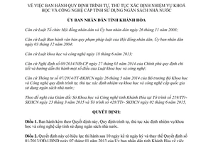 Quyết định 11/2015/QĐ-UBND xác định nhiệm vụ khoa học công nghệ cấp tỉnh Khánh Hòa