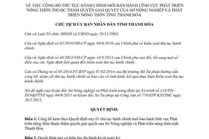 Quyết định 2163/QĐ-UBND 2015 công bố thủ tục hành chính lĩnh vực phát triển nông thôn Thanh Hóa