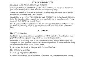 Quyết định 23/2015/QĐ-UBND vị trí chức năng nhiệm vụ quyền hạn cơ cấu Ban Dân tộc Vĩnh Phúc