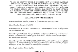 Quyết định 1508/QĐ-UBND 2015 bãi bỏ Quyết định 21/2010/QĐ-UBND Tiền Giang