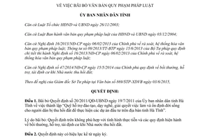 Quyết định 2265/QĐ-UBND 2015 bãi bỏ Quyết định 20/2011/QĐ-UBND Hà Tĩnh