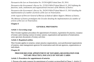 Circular No. 06/2015/TT-BTP detailing the implementation the Law on Notarization