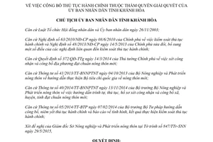 Quyết định 1545/QĐ-UBND 2015 công bố thủ tục hành chính Ủy ban nhân dân tỉnh Khánh Hòa