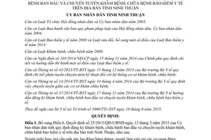 Quyết định 31/2015/QĐ-UBND bổ sung quy định đăng ký khám bệnh chữa bệnh ban đầu Ninh Thuận