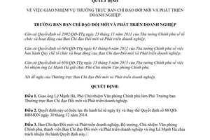 Quyết định 76/QĐ-BĐMDN 2015 giao nhiệm vụ Thường trực Ban Chỉ đạo Đổi mới Phát triển doanh nghiệp