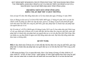 Nghị quyết 135/2015/NQ-HĐND chi công tác phổ biến giáo dục pháp luật người dân Vĩnh Long