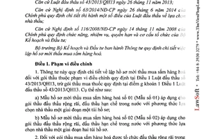 Thông tư 05/2015/TT-BKHĐT Quy định chi tiết lập hồ sơ mời thầu mua sắm hàng hóa