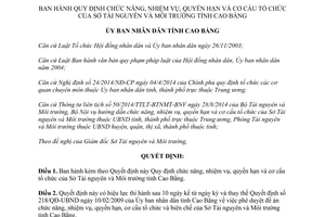 Quyết định 13/2015/QĐ-UBND chức năng quyền hạn cơ cấu Sở Tài nguyên và Môi trường Cao Bằng