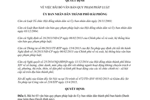Quyết định 1307/QĐ-UBND 2015 bãi bỏ văn bản quy phạm pháp luật Hải Phòng