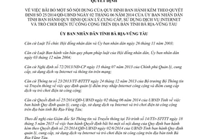 Quyết định 25/2015/QĐ-UBND bãi bỏ một số nội dung sử dụng Internet trò chơi điện tử Bà Rịa Vũng Tàu